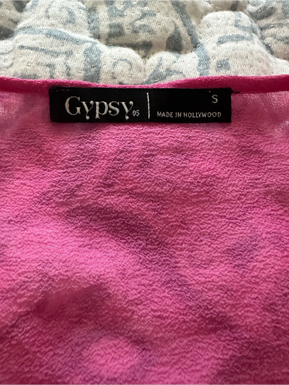 Gypsy 05 100% silk oversized tunic, pink with turquoise accent, women’s s S - Picture 5 of 8